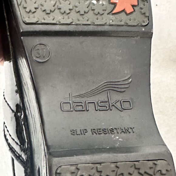 Dansko XP Leather Clogs Shoes Stripes 37 Size 7 Stripes Black Gray Comfort Shiny - Picture 4 of 9